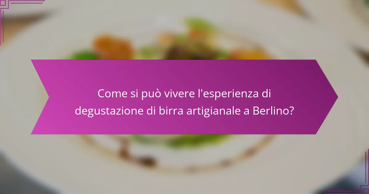 Come si può vivere l'esperienza di degustazione di birra artigianale a Berlino?