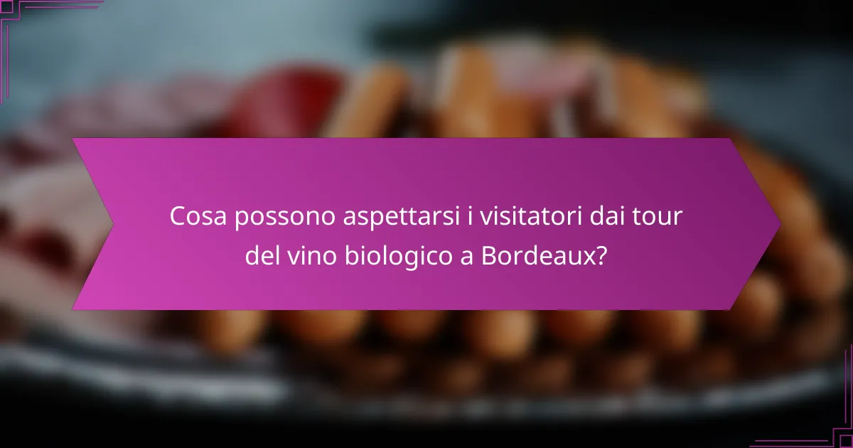 Cosa possono aspettarsi i visitatori dai tour del vino biologico a Bordeaux?