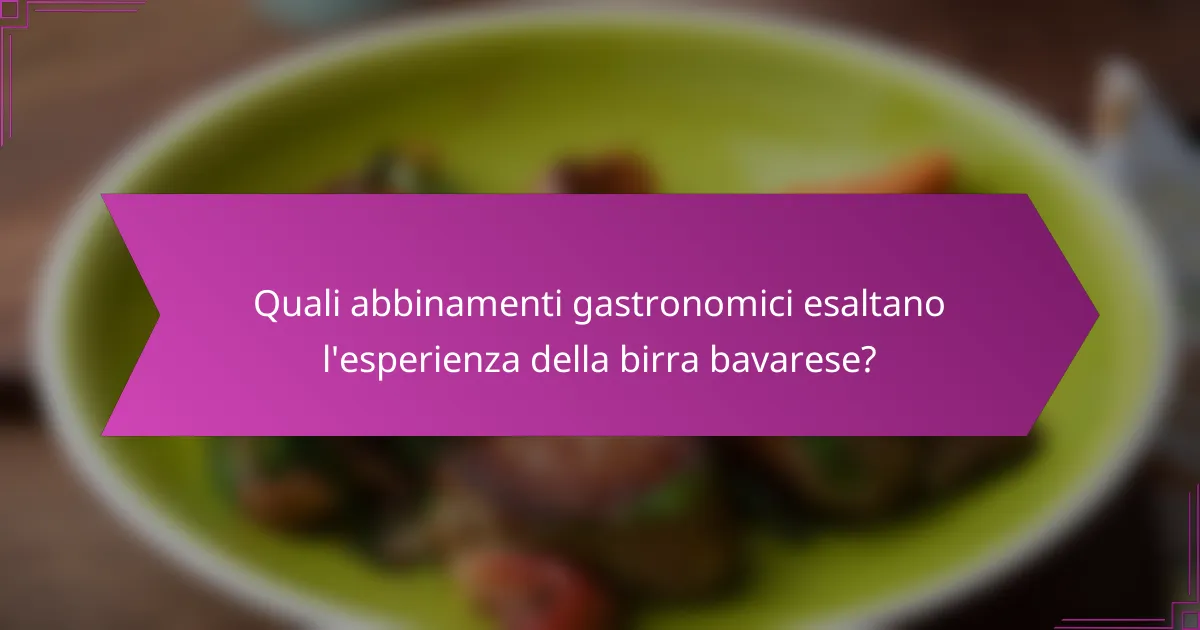 Quali abbinamenti gastronomici esaltano l'esperienza della birra bavarese?