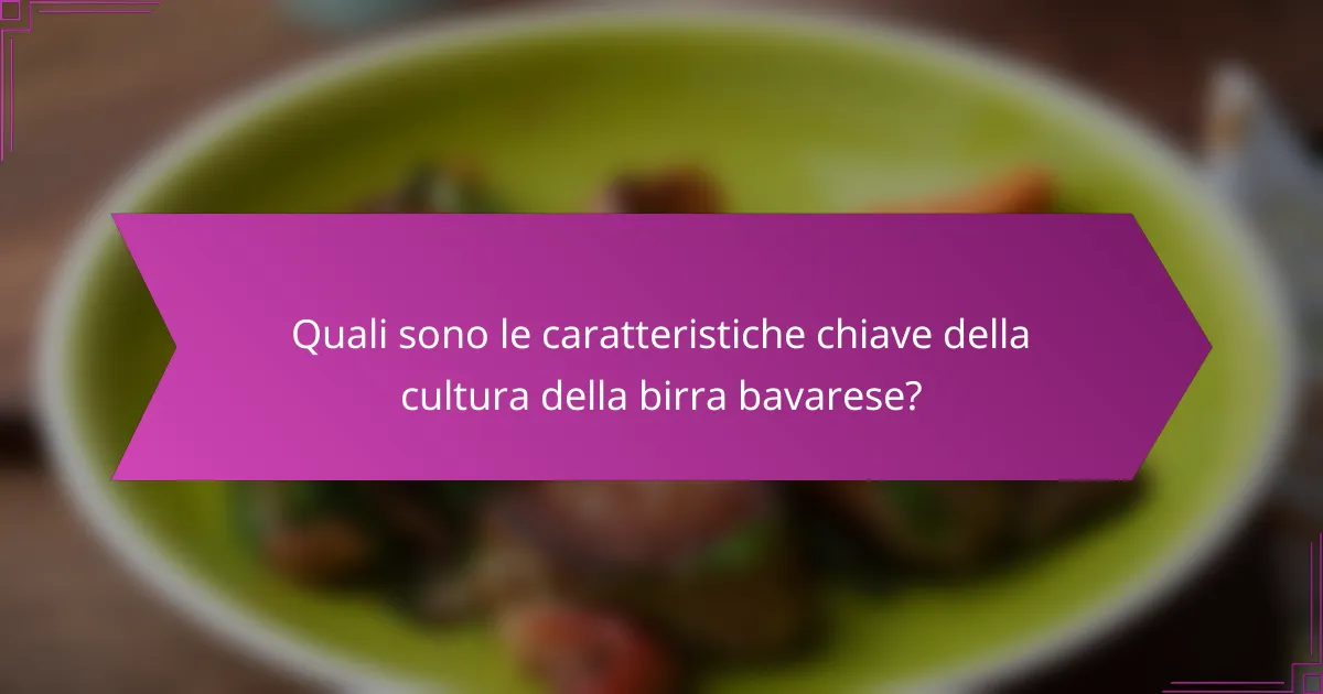 Quali sono le caratteristiche chiave della cultura della birra bavarese?