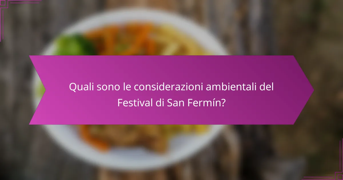 Quali sono le considerazioni ambientali del Festival di San Fermín?